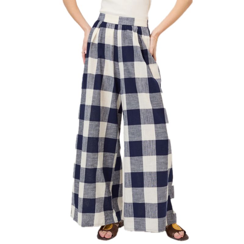 Nobody's Child , Navy Gingham Wide Leg Trousers