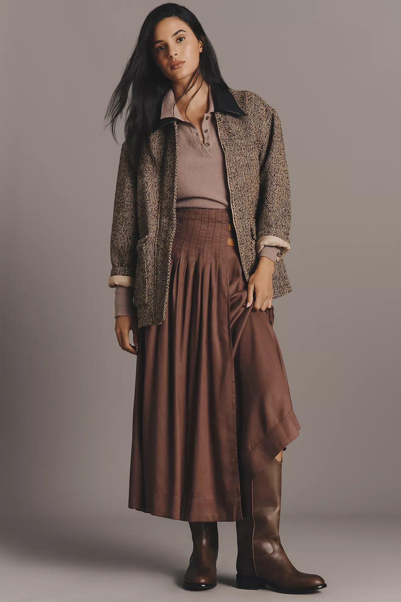 By Anthropologie Asymmetric Pleated Surplus Maxi Skirt