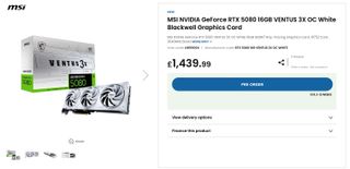 Scan.co.uk listing for MSI RTX 5080