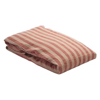 Piglet in Bed Luna Stripe Bed Sheets Piglet in Bed Sandstone Red Stripe 100% Linen Fitted Sheet