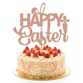 Cut out Happy easter cake topper to elevate your Easter table decorations