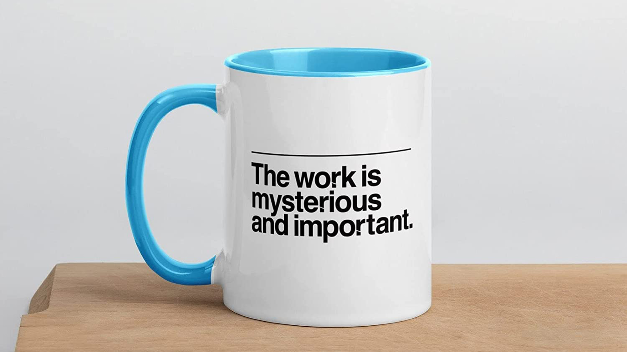 Best gifts for streamers and binge watchers: The Work Is Mysterious & Important Mug, Severance TV Mug