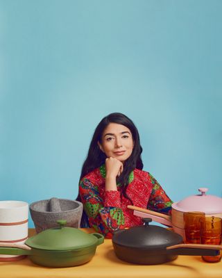 Our Place founder Shiza Shahid with the brand's Always Pans