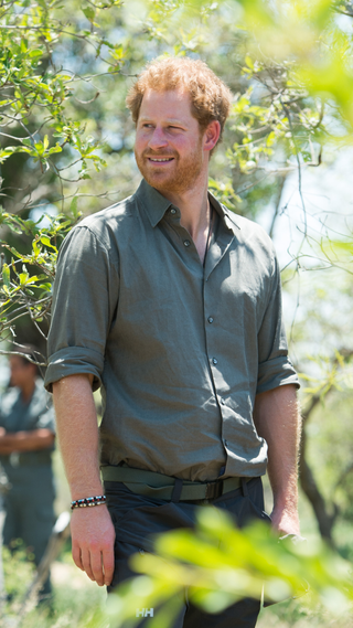 Prince Harry looks on as he visits the Southern African Wildlife College, a flagship centre close to Kruger National Park, during an official visit to Africa on December 2, 2015 in Kempiana, South Africa