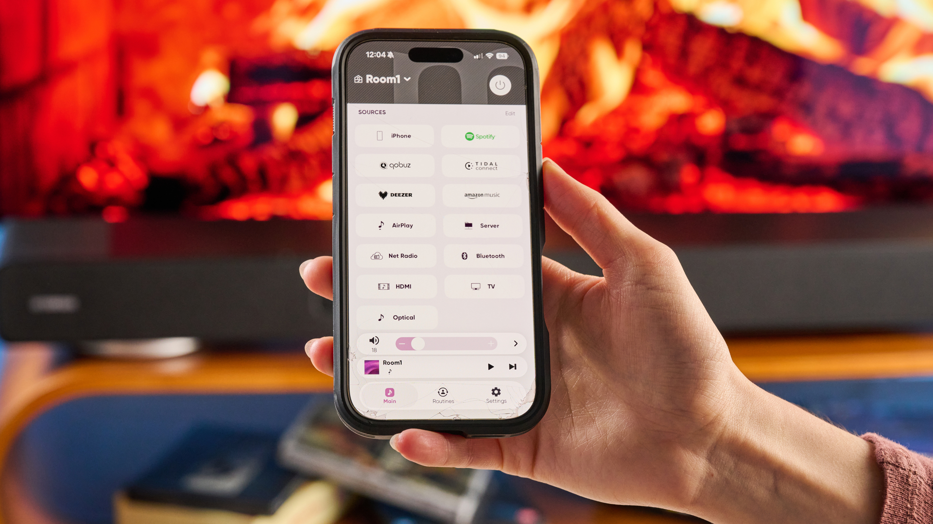 the yamaha true x surround 90a soundbar with dolby atmos, subwoofer, surround rear wireless speakers, and a 5.1.4 channel configuration photographed alongside a TV