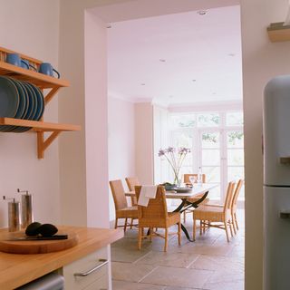 kitchen area with worktop and dining table