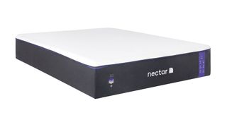 Nectar mattress sales, deals and discount codes: Image shows the Nectar Premier Mattress with dark gray base, white cover and a white Nectar logo on the bottom
