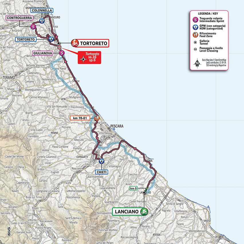 2020 Giro d'Italia stage 10 map