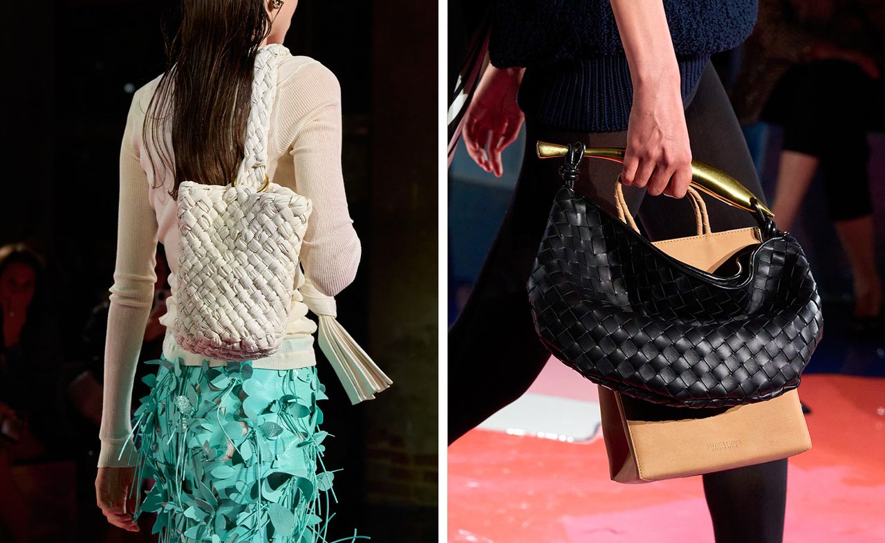 Close up of Bottega Veneta bags on runway