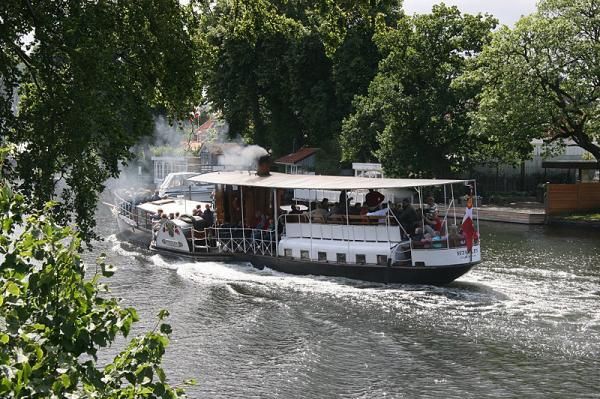 The Danish wheel steamer "Hjelen"