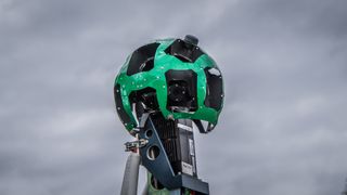 The Google Street View Camera against a stormy background