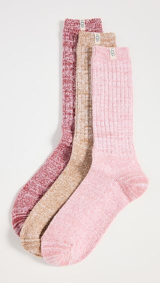 Ugg Rib Knit Slouchy Crew Socks 3 Pack