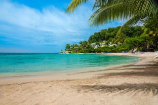 The private beach at Round Hill Hotel and Villas in Jamaica