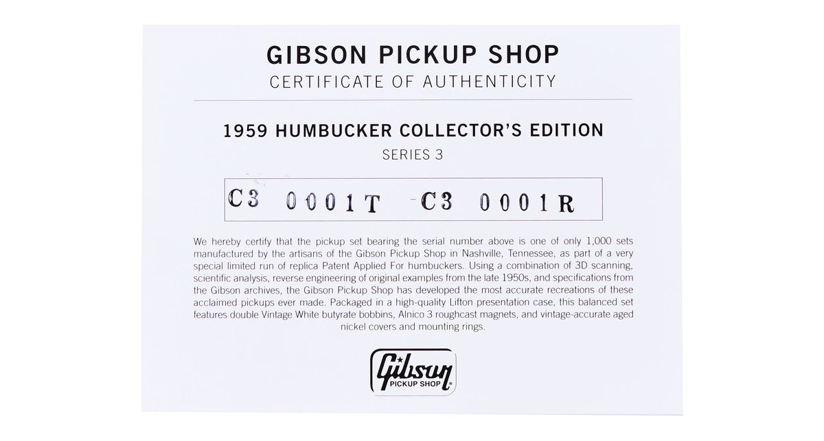 Gibson 1959 Humbucker Collector&rsquo;s Edition Series 3: these Murphy Lab aged PAF replicas are limited to just 1000 units worldwide and ship in a brown pink fur-lined Lifton case just like the guitars.