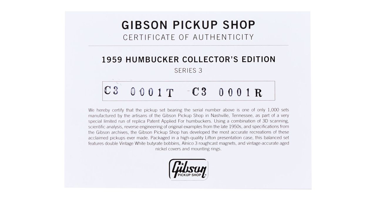 Gibson 1959 Humbucker Collector&rsquo;s Edition Series 3: these Murphy Lab aged PAF replicas are limited to just 1000 units worldwide and ship in a brown pink fur-lined Lifton case just like the guitars.