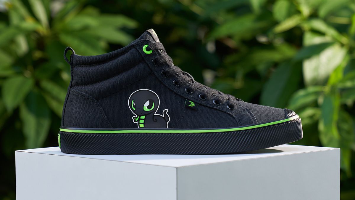 Razer Cariuma sustainable sneaker against a green leafy backdrop