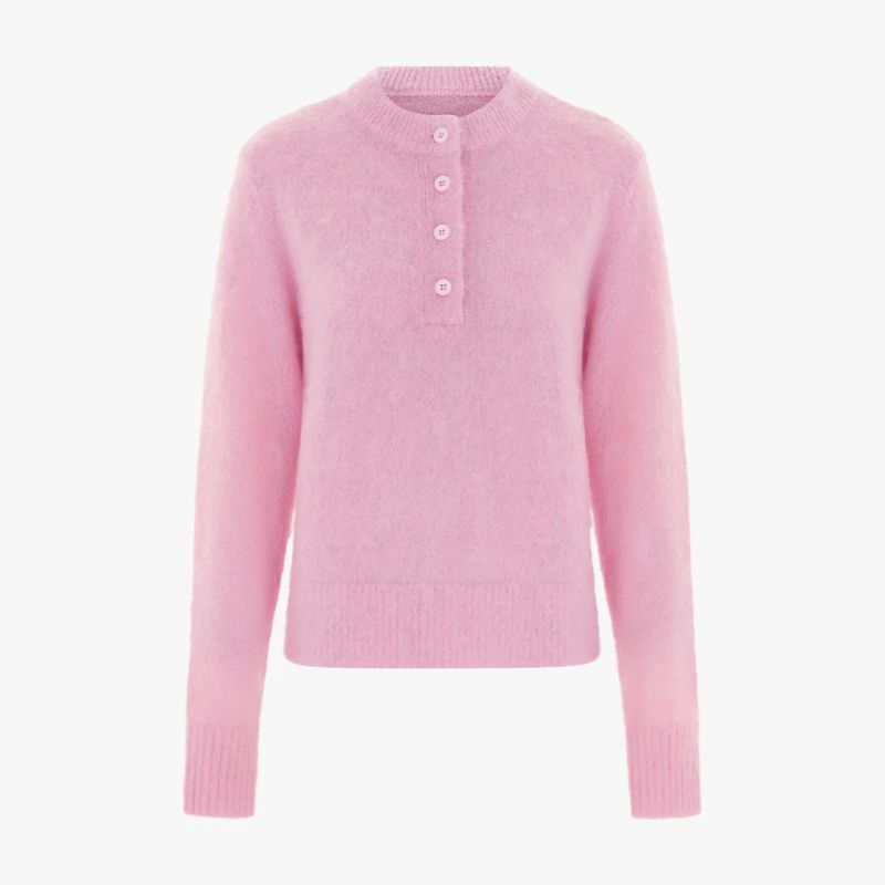 A cutout of a pink mohair jumper by Aligne