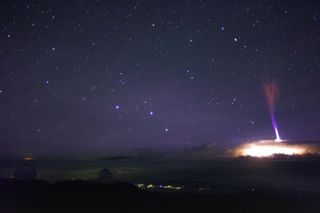 The Gemini Observatory cloud cam on Mount Kea in Hawaii captured imagery of jet lightning, also known as gigantic jets.The Gemini Observatory cloud cam on Mount Kea in Hawaii captured imagery of jet lightning, also known as gigantic jets. Enhanced using A