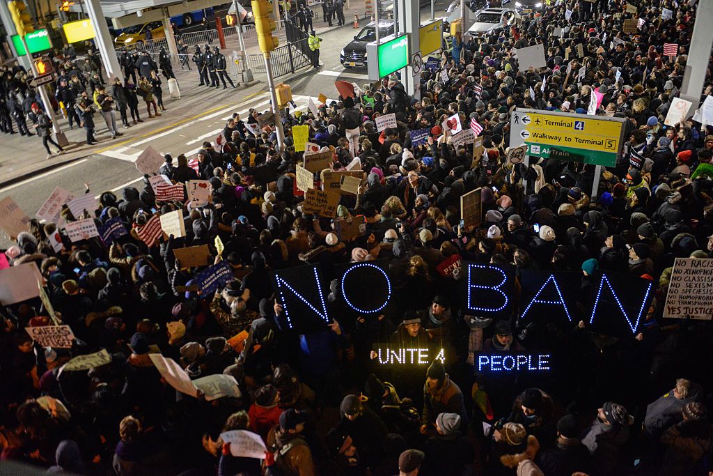 Protesters of President Trump&amp;#039;s immigration order at JFK airport