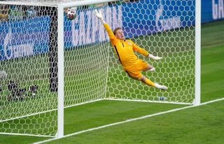 England keeper Jordan Pickford is beaten for the first time in the tournament as Denmark's Mikkel Damsgaard fires his side ahead in the semi-final