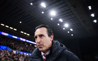 Unai Emery, Manager of Aston Villa, looks on during the UEFA Champions League 2024/25 League Phase MD5 match between Aston Villa FC and Juventus at Villa Park on November 27, 2024 in Birmingham, England.