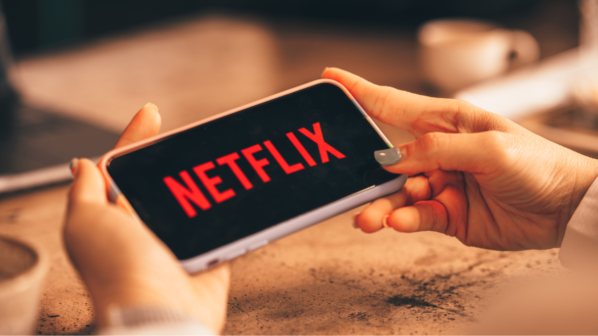 Netflix logo on a smartphone