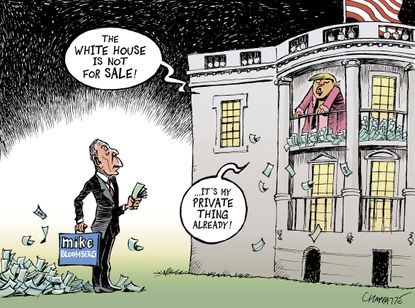 Political Cartoon U.S. Bloomberg buys presidency White House