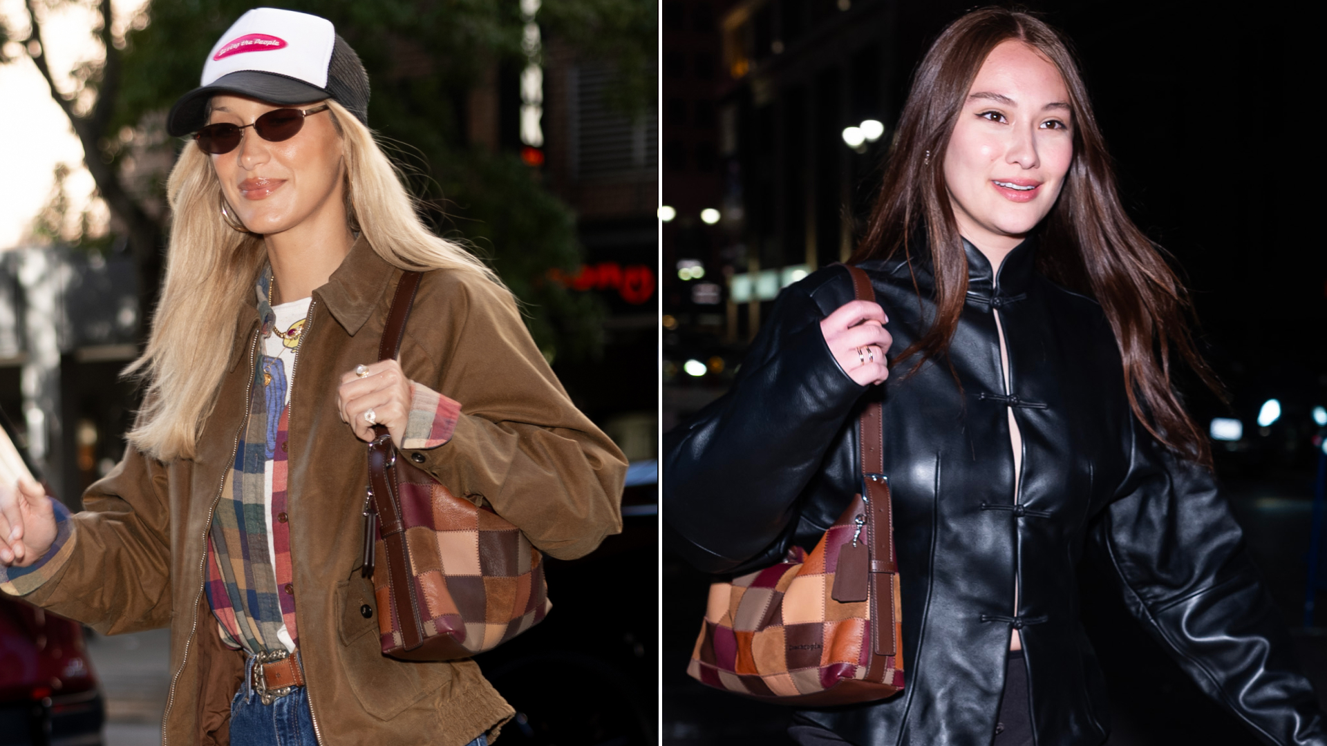 Lola Tung wore Bella Hadid's Coachtopia patchwork bag with an all-black going-out look