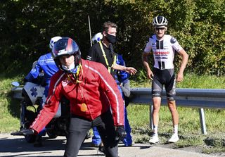 Sunweb’s Tiesj Benoot was lucky to be able to come away with only cuts and bruises after crashing at 60kph on a descent during stage 4 of the 2020 Tour de France