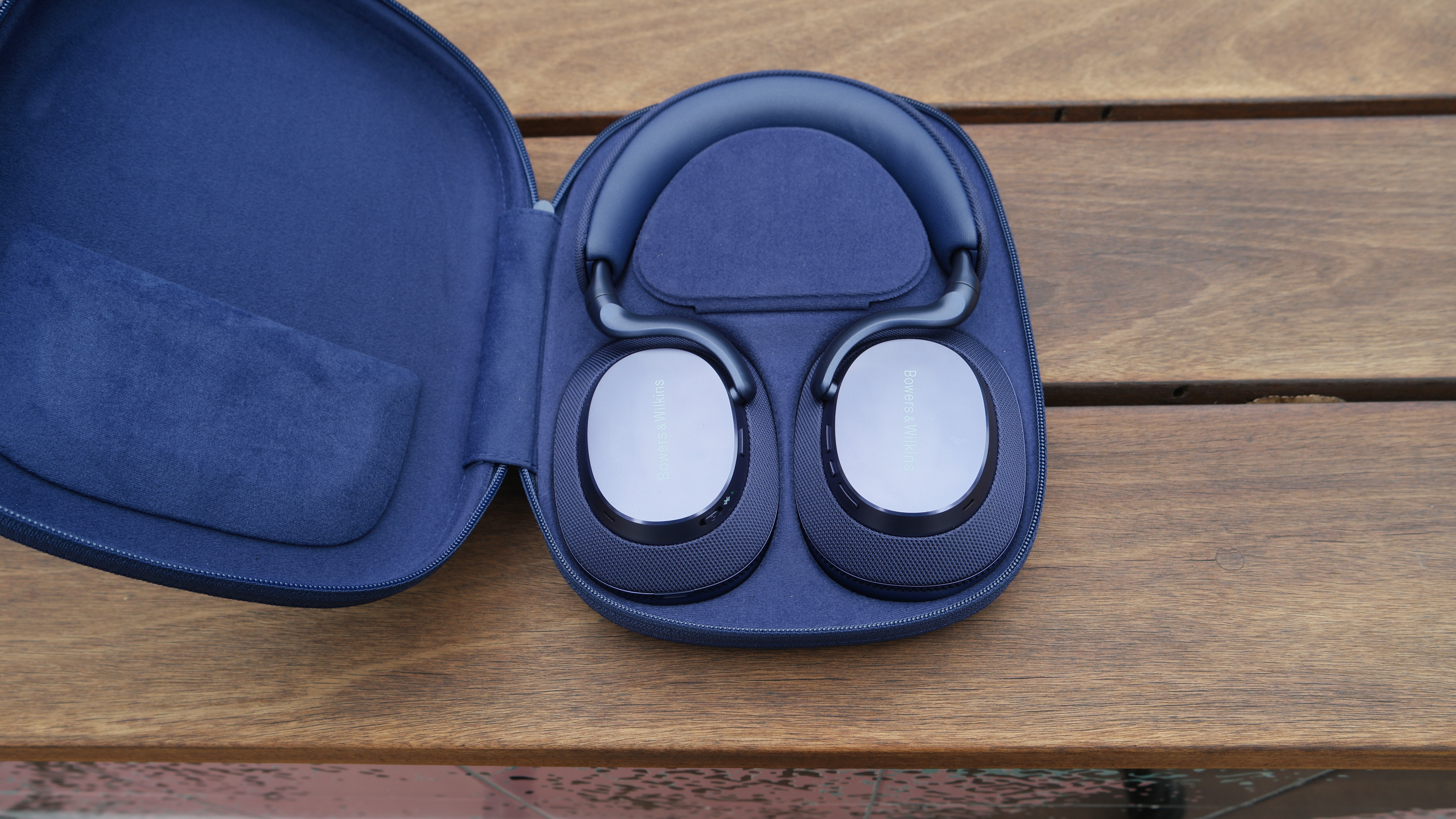Bowers & Wilkins Px7 S3 shown with case open and accessories lid closed
