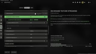 call of duty texture streaming menu option