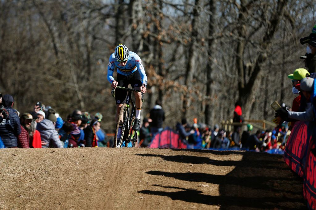 FAYETTEVILLE ARKANSAS JANUARY 29 Joran Wyseure of Belgium competes to win during the 73rd UCI CycloCross World Championships Fayetteville 2022 Mens U23 Fayetteville2022 on January 29 2022 in Fayetteville Arkansas Photo by Chris GraythenGetty Images