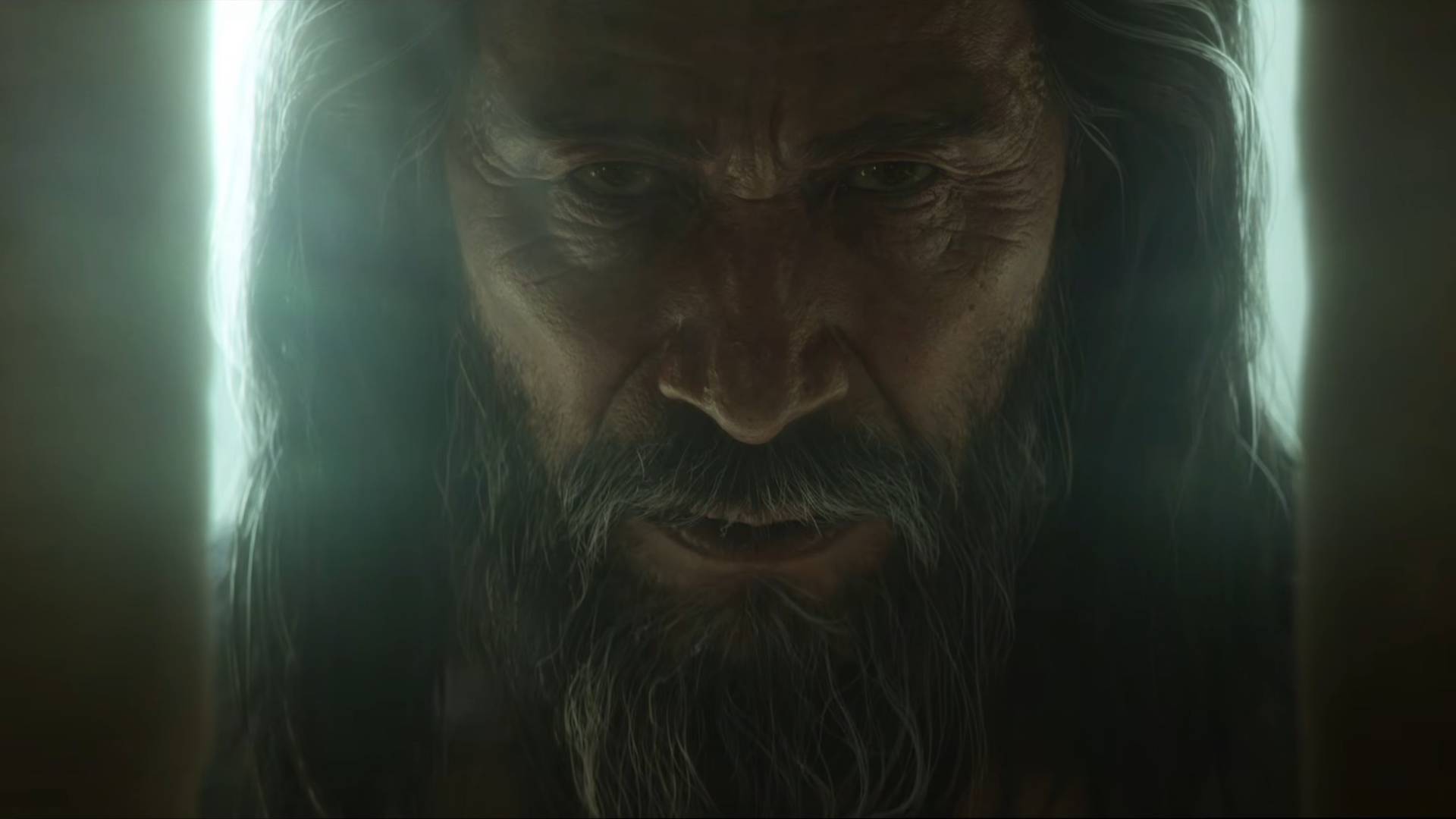 Diablo 4 Lord of Hatred opening cinematic screenshot shows an elderly man with long hair.