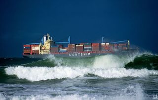 Ship in a storm