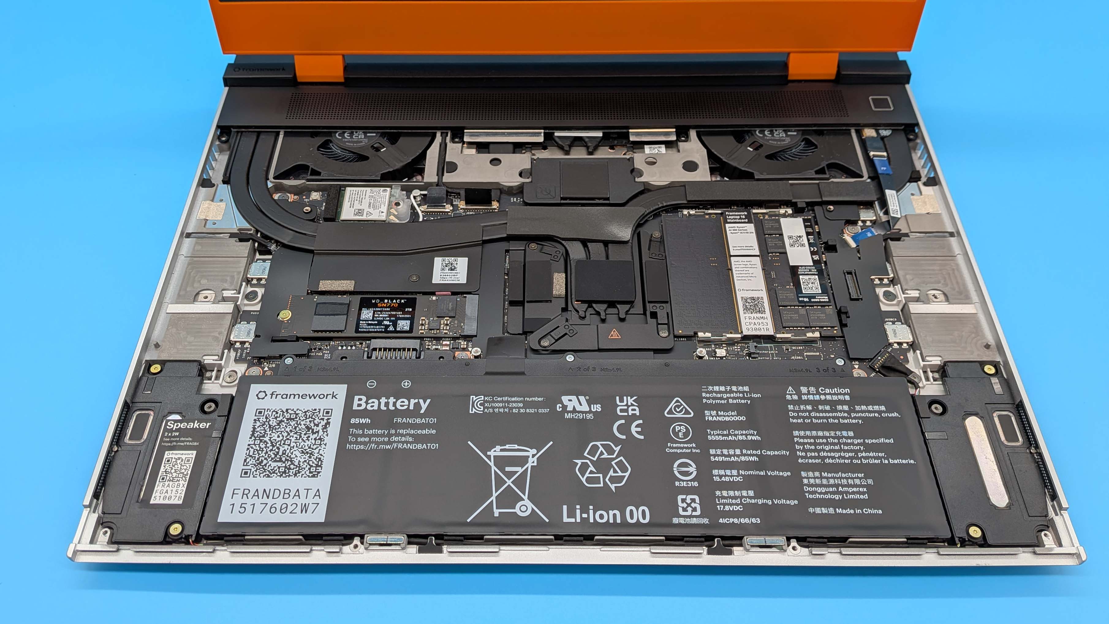 Framework 16 gaming laptop with the RTX 5070 mobile GPU upgrade module