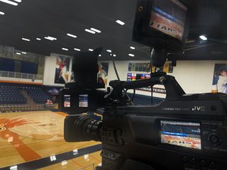 A JVC Professional camera at work at Cal State Fullerton arena.