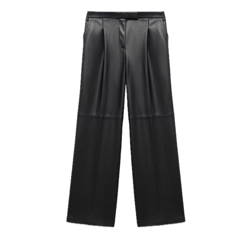 Mango , Wide-Leg Leather Trousers