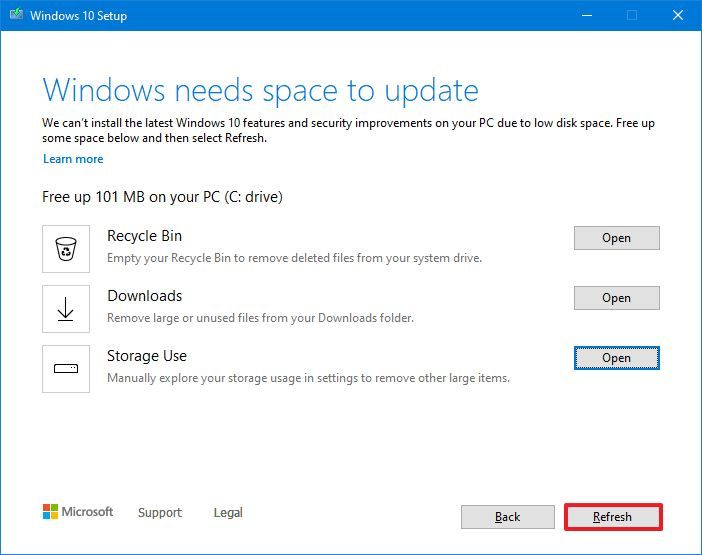 How to install a Windows 10 update when you don't have enough free ...