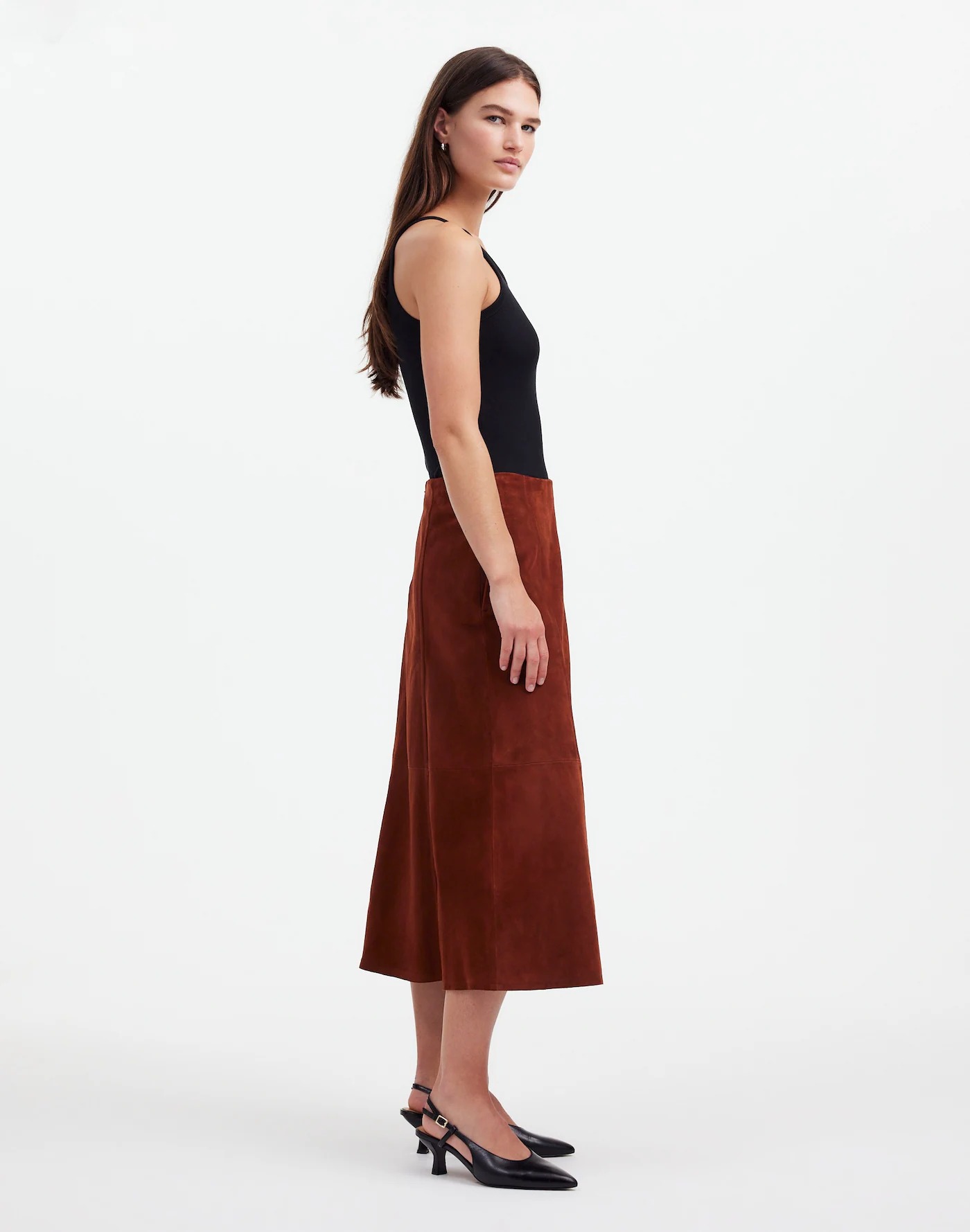 Madewell, Suede Seamed Midi Skirt