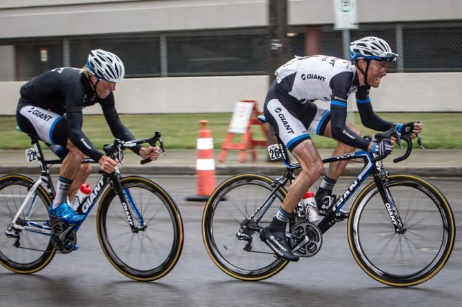 Daan Olivier (Giant-Shimano) and teammate Jonas Ahlstrand move to the front to chase