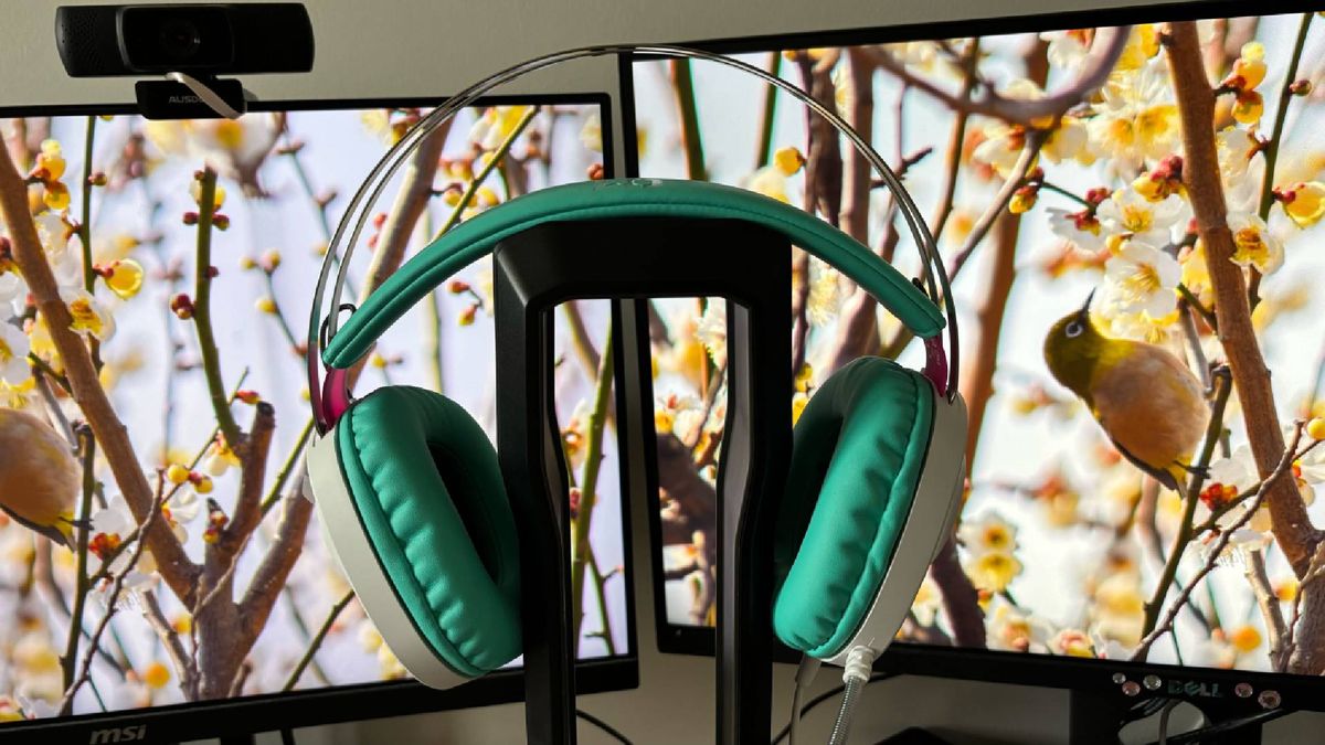 Miku x TUF Gaming Headset against Floral Background