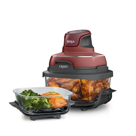 Ninja Crispi 3-In-1 Portable Air Fryer, 4 Qt &amp;amp; 5 Cup Containers and Lids, Air Fry, Recrisp, Dishwasher Safe, Fn100rd Red