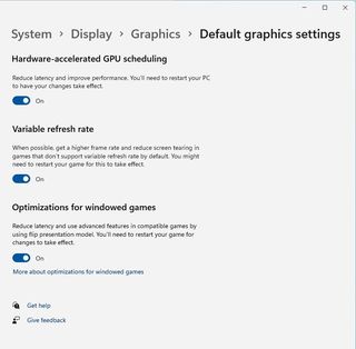 Default graphics settings