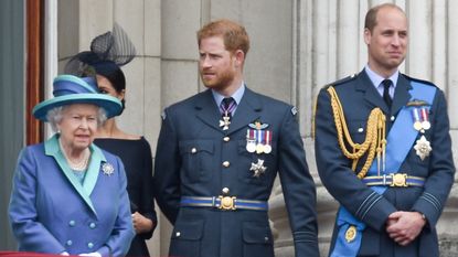 The Queen, Prince Harry and Prince William