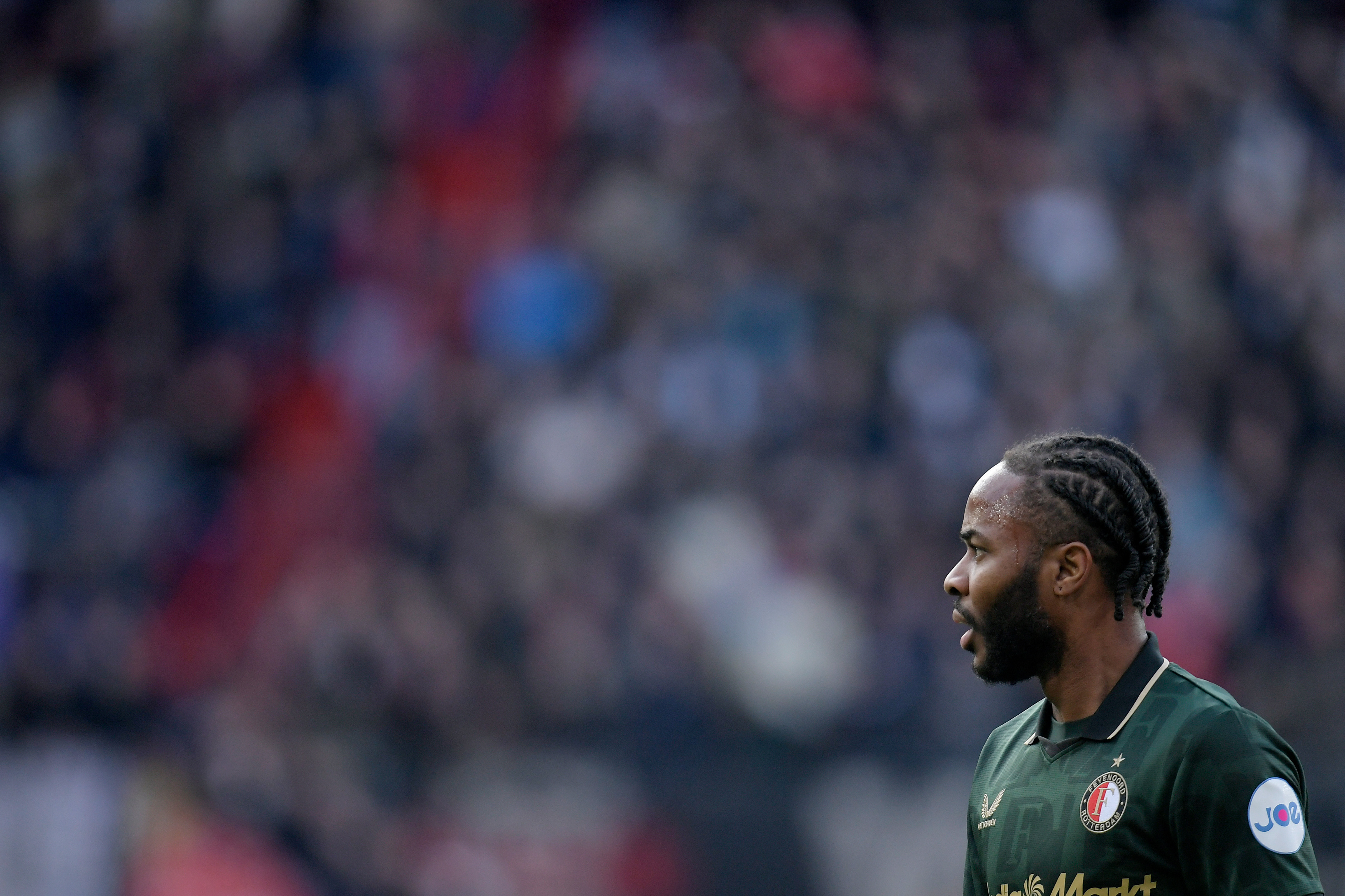 ENSCHEDE, NETHERLANDS - MARCH 1: Raheem Sterling of Feyenoord. during the Dutch Eredivisie match between FC Twente and Feyenoord at Grolsch Veste on March 1, 2026 in Enschede, Netherlands. (Photo by Dennis Bresser/BSR Agency/Getty Images)