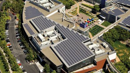 Offices with rooftop solar panels