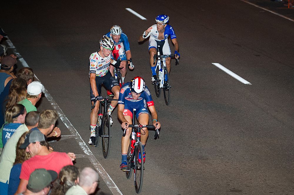 The 4 man break, which gapped the field by over 40 seconds, starting to show some cracks with words between Jelly Belly and UHC, all while Drew Christopher (Champion Systems) drives the break with grit.
