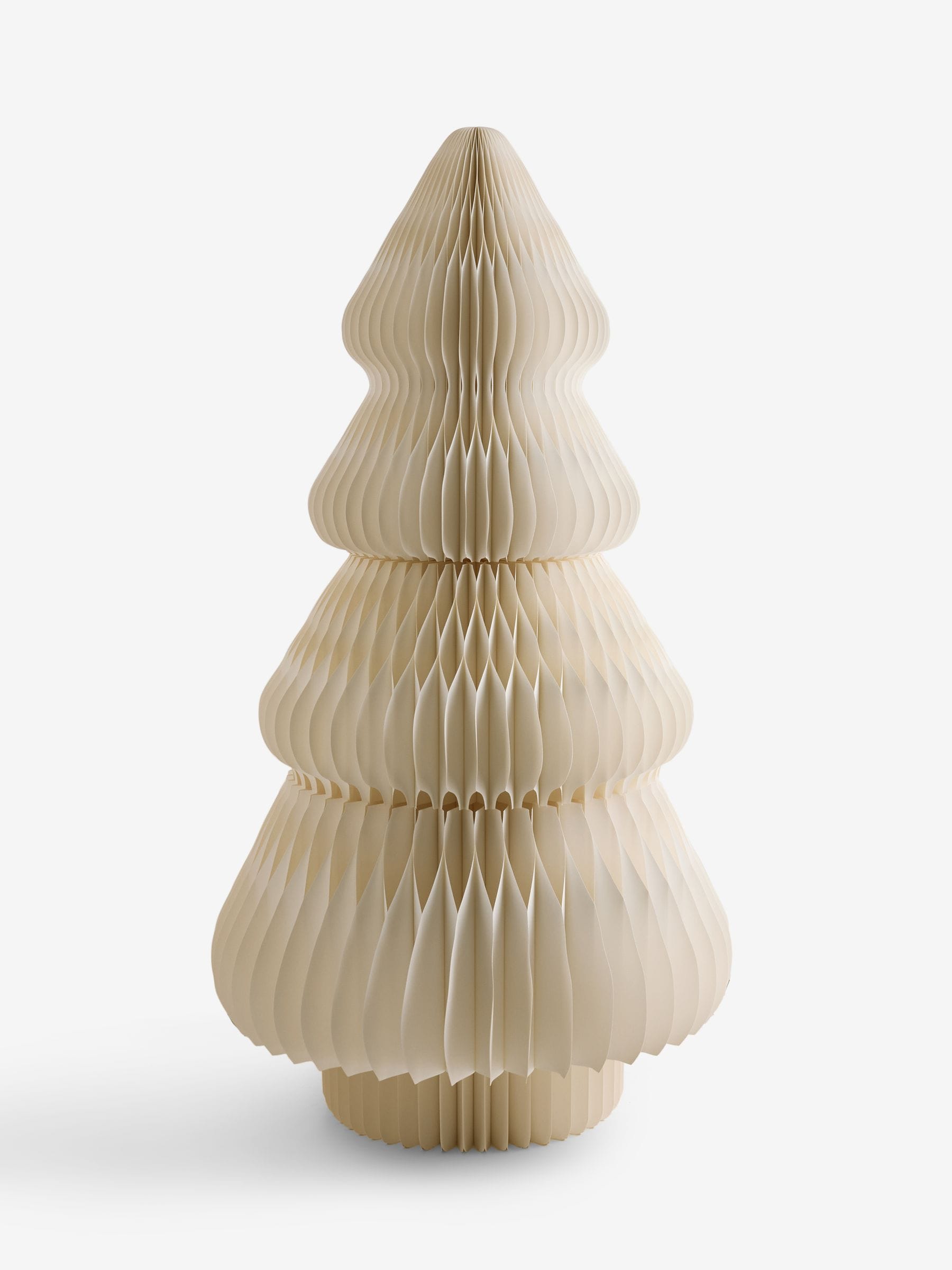 White 5ft Light Up Paper Christmas Tree - Size One