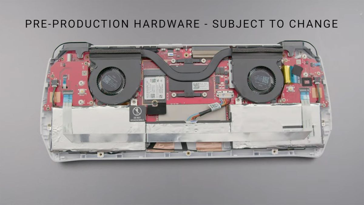 The PCB and inside of the ROG Ally handheld