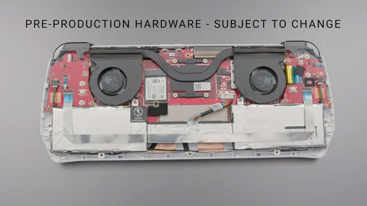 The PCB and inside of the ROG Ally handheld